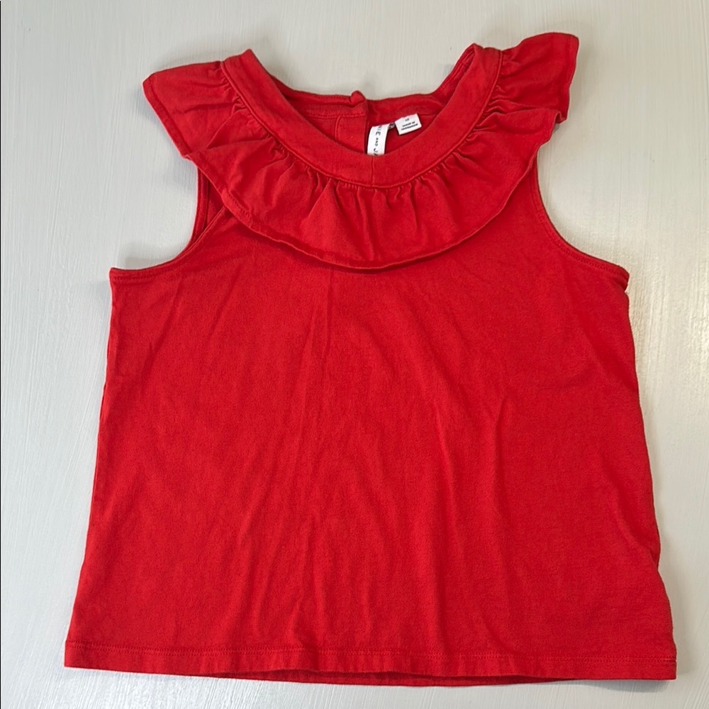 Janie and Jack Moto Red Ruffle Jersey Sleeveless Top